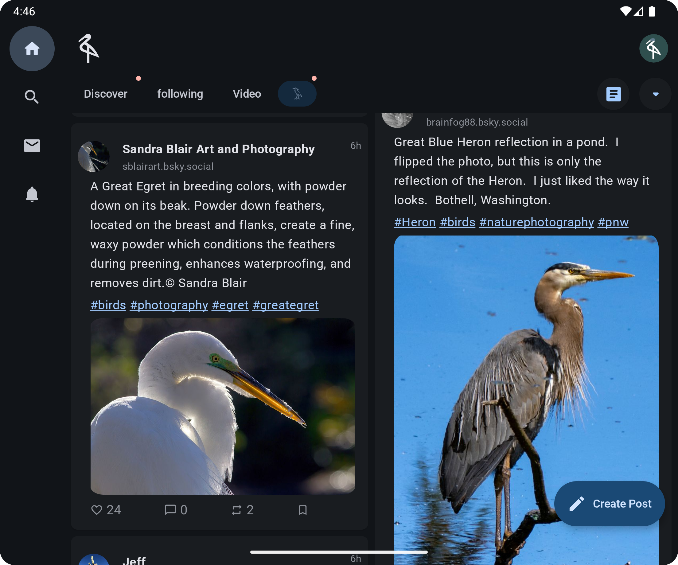 Animation of a text-based feed on desktop